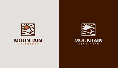Mountain travel emblems. Camping outdoor adventure emblems, badges and logo patches. Mountain tourism, hiking. Universal creative premium symbol. Vector illustration