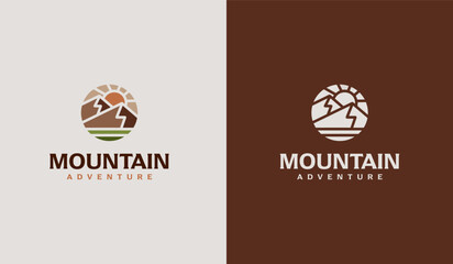 Mountain travel emblems. Camping outdoor adventure emblems, badges and logo patches. Mountain tourism, hiking. Universal creative premium symbol. Vector illustration
