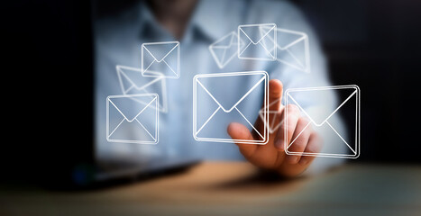 email and spam message displayed on a futuristic interface