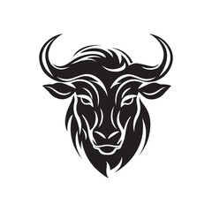 A minimalistic abstract bull head logo in a simple art style.