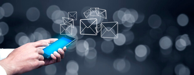 email and spam message displayed on a futuristic interface