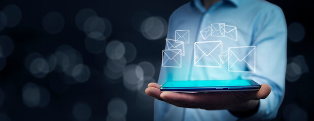 email and spam message displayed on a futuristic interface