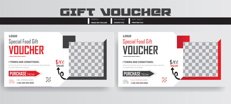 Special Food Gift voucher template, discount delicious burger voucher design, Gift coupon voucher template for restaurant. flyer brochure vector, advertisements for sailing food on coupon discount.