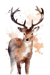 Deer in a white. AI generated art illustration.