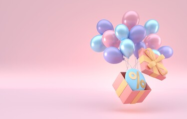 Balloons with Gifts. 3D Illustration