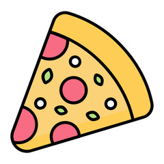 Pizza Slice Line Color Icon