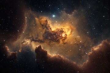 Stars and nebulae may be seen in a 2D backdrop of space and the immense universe. Generative AI