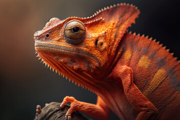 Obraz premium Colorful chameleon lizard in nature. Reptile in wildlife. Generative AI