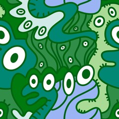 Cartoon monsters seamless emoticons aliens pattern for kids clothes print and wrapping paper and fabrics