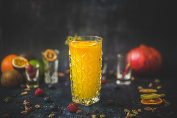 Side View of Screwdriver Cocktail: Refreshing Drink, Classic Beverage, Orange Juice, Vodka, Artful...