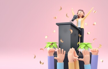 Politician Giving a Speech. 3D Illustration