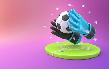 Saving a Soccer Ball. 3D Illustration