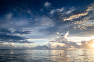 amazing sunset over the sea on a tropical island