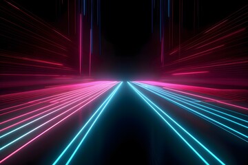 3d render, synthwave abstract background. Cyber space/Laser show/Futuristic wallpaper