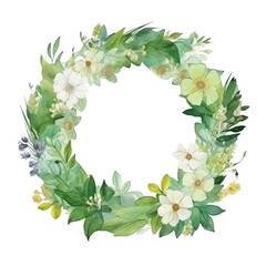 Naklejka premium Green watercolor natural background. Illustration AI Generative.