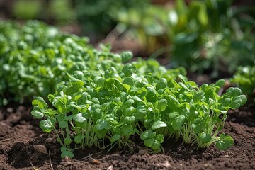 Fresh Organic Arugula Grown in Garden Beds for Spring: Healthy Food, Nature, and Gardening at its Best, Generative AI