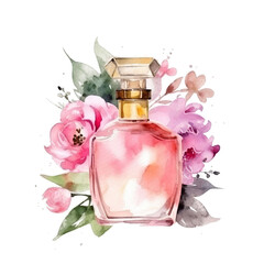 Watercolor perfume. Illustration AI Generative