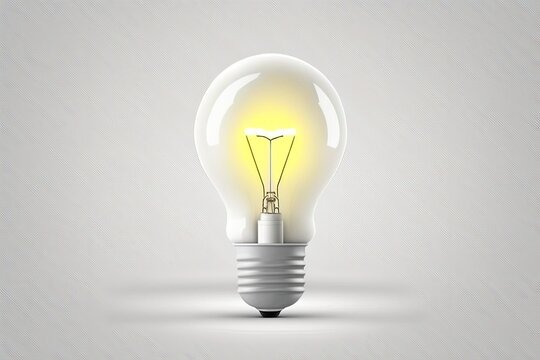 A lightbulb on a white background is used for mockup and web banner cartoon interface design. Generative AI