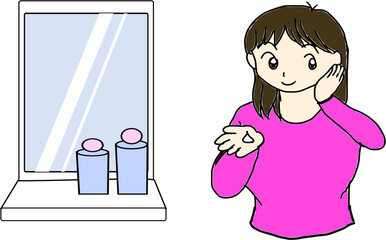 スキンケアをする女性,