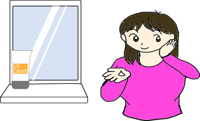 日焼け止めを塗る女性