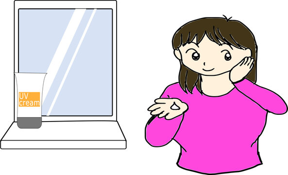 日焼け止めを塗る女性