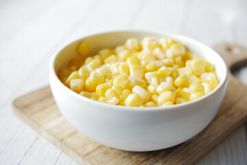Sweet corns in a bowl on table ,