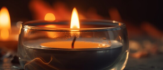 Candle flame, flickering flame, burning wax. Generative AI