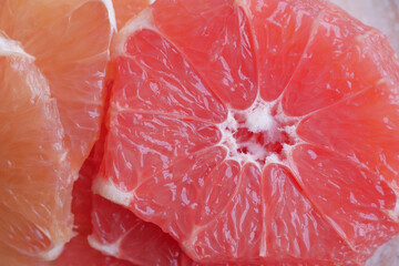 closeup of Fresh grapefruits on a plate 