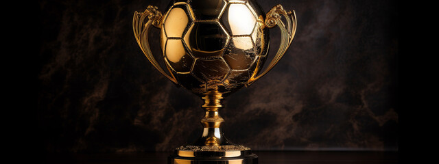 soccer, ball, football, sport, cup, trophy, gold, isolated, award, competition, game, world, goal, globe, prize, white, object, champion, winner, play, achievement, success, symbol, generative ai - obrazy, fototapety, plakaty