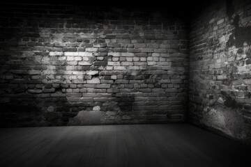 Texture of an old, black brick wall. a shadowy backdrop. Grunge Blackboard wall mural. Generative AI