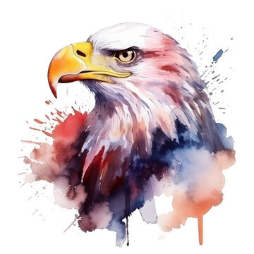 Watercolor eagle. Illustration AI Generative.