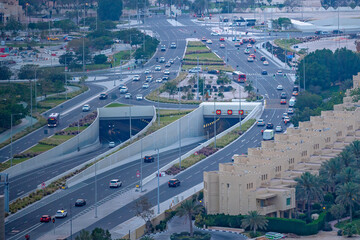  Pearl Qatar Bridge and underpass aerial vi