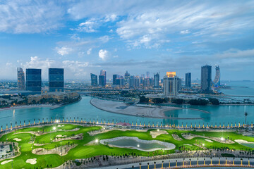 Lusail skyline aerial view from Pearl Qatar