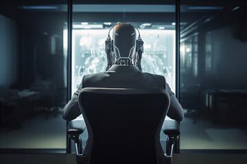 AI generated, Mann im B&uuml;ro Zukunft office