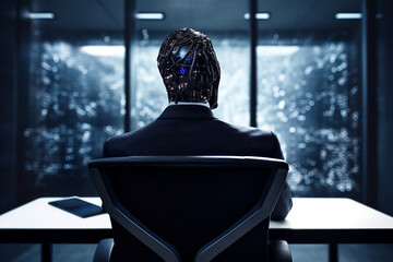 AI generated, Mann im Büro Zukunft office