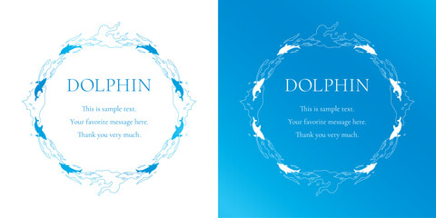 素材_フレームのセット_イルカをモチーフにした飾り枠。シンプルで高級感のある夏のイメージ