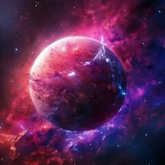 Fototapeta premium Pink and blue planet