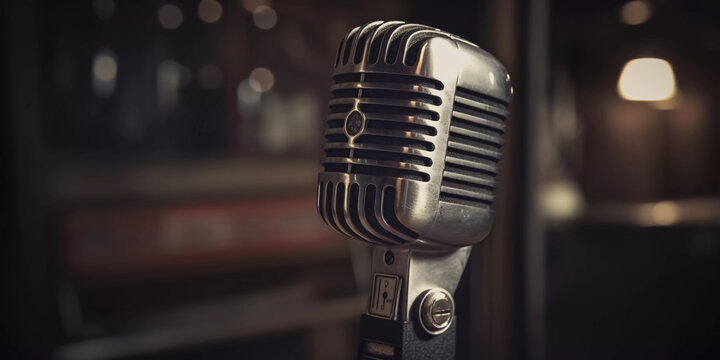 close up Vintage microphone