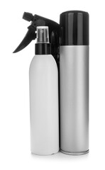 Bottles of hair sprays on white background