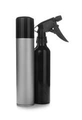 Bottles of hair sprays on white background