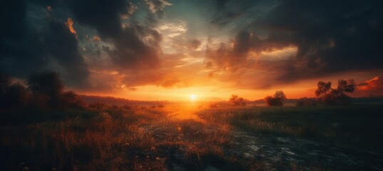 Fototapeta premium Dramatic sunset sky, sky during sunset. Generative AI