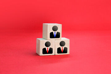 Leader Stacking Blocks. HR Leadership Concept. The concept of finding a leader, a talented...