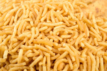 Close up of bhujia namkeen, indian snack