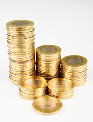 Coin pile isolated on white background
