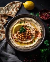Delicious Hummus from Middle Eastern Cuisine, Vegan Favorite, Generative AI