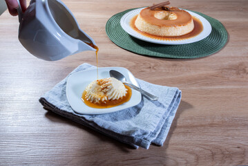 Condensed milk pudding with caramelized sauce