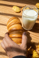 having breakfast delicious pan con leche, healthy and traditional food, domestic lifestyle, wallpaper