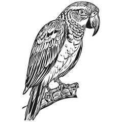 Engrave parrot illustration in vintage hand drawing style parrots © Сергей Тарасюк