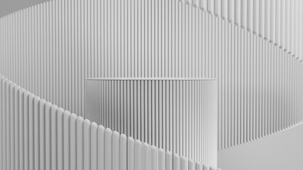 Obraz premium Minimal background. White podium and white background for product presentation. 3d rendering illustration.