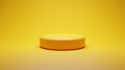 3d podium with yellow podium and background